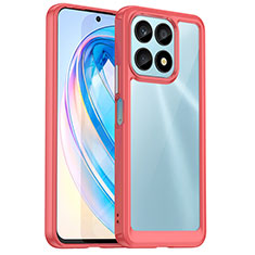 Coque Rebord Contour Silicone et Vitre Transparente Housse Etui J01S pour Huawei Honor X8a 4G Rouge