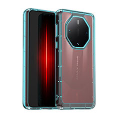 Coque Rebord Contour Silicone et Vitre Transparente Housse Etui J01S pour Huawei Mate 60 RS Ultimate Cyan