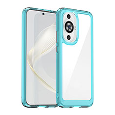 Coque Rebord Contour Silicone et Vitre Transparente Housse Etui J01S pour Huawei Nova 11 Bleu