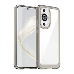 Coque Rebord Contour Silicone et Vitre Transparente Housse Etui J01S pour Huawei Nova 11 Gris