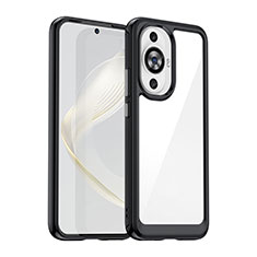 Coque Rebord Contour Silicone et Vitre Transparente Housse Etui J01S pour Huawei Nova 11 Noir