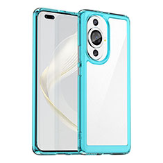 Coque Rebord Contour Silicone et Vitre Transparente Housse Etui J01S pour Huawei Nova 11 Pro Bleu