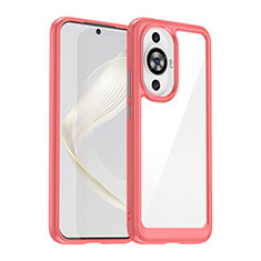 Coque Rebord Contour Silicone et Vitre Transparente Housse Etui J01S pour Huawei Nova 11 Rouge