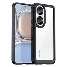 Coque Rebord Contour Silicone et Vitre Transparente Housse Etui J01S pour Huawei P50 Noir