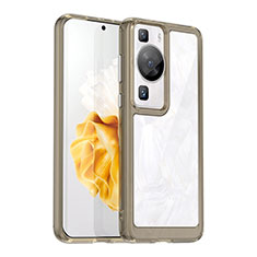 Coque Rebord Contour Silicone et Vitre Transparente Housse Etui J01S pour Huawei P60 Pro Gris