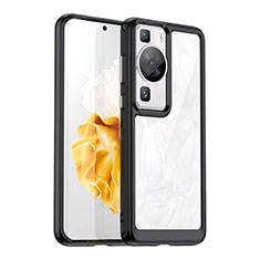 Coque Rebord Contour Silicone et Vitre Transparente Housse Etui J01S pour Huawei P60 Pro Noir