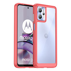 Coque Rebord Contour Silicone et Vitre Transparente Housse Etui J01S pour Motorola Moto G23 Rouge