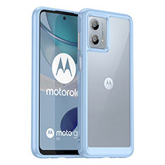 Coque Rebord Contour Silicone et Vitre Transparente Housse Etui J01S pour Motorola Moto G53 5G Bleu Clair