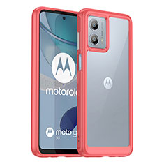 Coque Rebord Contour Silicone et Vitre Transparente Housse Etui J01S pour Motorola Moto G53 5G Rouge