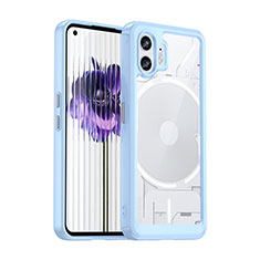 Coque Rebord Contour Silicone et Vitre Transparente Housse Etui J01S pour Nothing Phone 2 Bleu