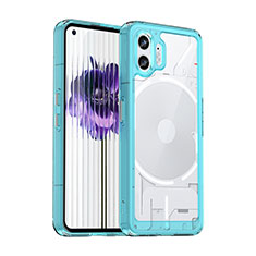 Coque Rebord Contour Silicone et Vitre Transparente Housse Etui J01S pour Nothing Phone 2 Cyan