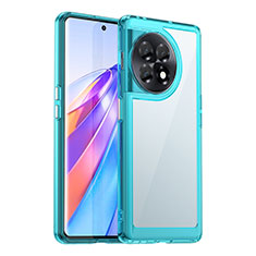 Coque Rebord Contour Silicone et Vitre Transparente Housse Etui J01S pour OnePlus 11R 5G Bleu