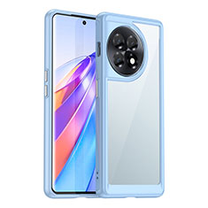 Coque Rebord Contour Silicone et Vitre Transparente Housse Etui J01S pour OnePlus Ace 2 5G Bleu Ciel