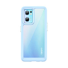 Coque Rebord Contour Silicone et Vitre Transparente Housse Etui J01S pour OnePlus Nord CE 2 5G Bleu