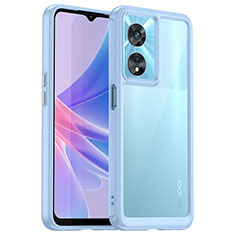 Coque Rebord Contour Silicone et Vitre Transparente Housse Etui J01S pour Oppo A1 5G Bleu