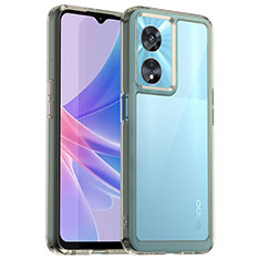 Coque Rebord Contour Silicone et Vitre Transparente Housse Etui J01S pour Oppo A1 5G Gris