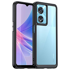 Coque Rebord Contour Silicone et Vitre Transparente Housse Etui J01S pour Oppo A1 5G Noir