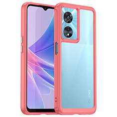 Coque Rebord Contour Silicone et Vitre Transparente Housse Etui J01S pour Oppo A1 Pro 5G Rouge