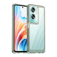 Coque Rebord Contour Silicone et Vitre Transparente Housse Etui J01S pour Oppo A79 5G Gris