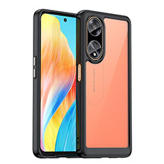 Coque Rebord Contour Silicone et Vitre Transparente Housse Etui J01S pour Oppo A98 5G Noir