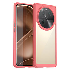 Coque Rebord Contour Silicone et Vitre Transparente Housse Etui J01S pour Oppo Find X6 Pro 5G Rouge