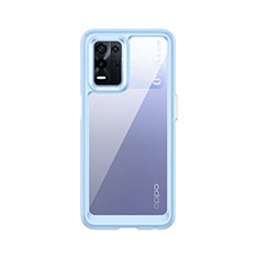 Coque Rebord Contour Silicone et Vitre Transparente Housse Etui J01S pour Oppo K9X 5G Bleu