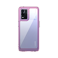 Coque Rebord Contour Silicone et Vitre Transparente Housse Etui J01S pour Oppo K9X 5G Violet Clair