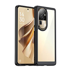 Coque Rebord Contour Silicone et Vitre Transparente Housse Etui J01S pour Oppo Reno10 Pro+ Plus 5G Noir