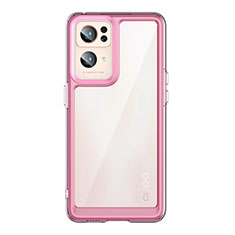 Coque Rebord Contour Silicone et Vitre Transparente Housse Etui J01S pour Oppo Reno7 Pro 5G Violet Clair