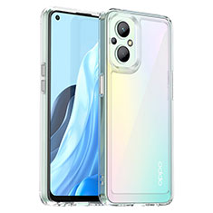 Coque Rebord Contour Silicone et Vitre Transparente Housse Etui J01S pour Oppo Reno8 Lite 5G Clair