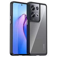 Coque Rebord Contour Silicone et Vitre Transparente Housse Etui J01S pour Oppo Reno8 Pro 5G Noir