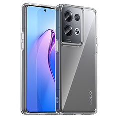 Coque Rebord Contour Silicone et Vitre Transparente Housse Etui J01S pour Oppo Reno8 Pro+ Plus 5G Clair