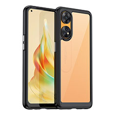 Coque Rebord Contour Silicone et Vitre Transparente Housse Etui J01S pour Oppo Reno8 T 4G Noir