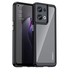 Coque Rebord Contour Silicone et Vitre Transparente Housse Etui J01S pour Oppo Reno9 5G Noir