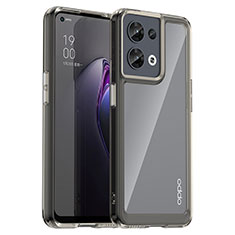 Coque Rebord Contour Silicone et Vitre Transparente Housse Etui J01S pour Oppo Reno9 Pro 5G Gris