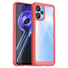 Coque Rebord Contour Silicone et Vitre Transparente Housse Etui J01S pour Realme 10T 5G Rouge