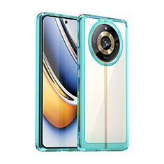 Coque Rebord Contour Silicone et Vitre Transparente Housse Etui J01S pour Realme 11 Pro 5G Bleu Ciel