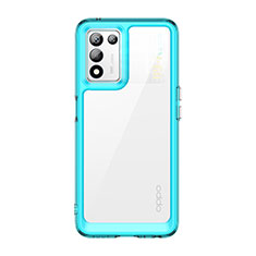 Coque Rebord Contour Silicone et Vitre Transparente Housse Etui J01S pour Realme 9 SE 5G Cyan