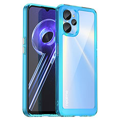 Coque Rebord Contour Silicone et Vitre Transparente Housse Etui J01S pour Realme 9i 5G Bleu Ciel