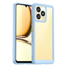 Coque Rebord Contour Silicone et Vitre Transparente Housse Etui J01S pour Realme C51 Bleu