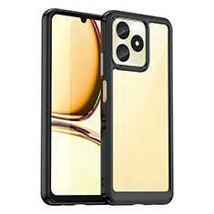 Coque Rebord Contour Silicone et Vitre Transparente Housse Etui J01S pour Realme C51 Noir