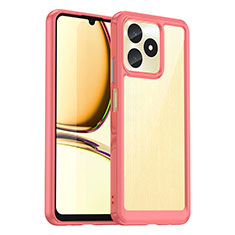 Coque Rebord Contour Silicone et Vitre Transparente Housse Etui J01S pour Realme C51 Rouge