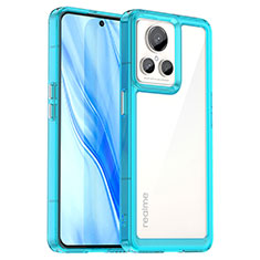 Coque Rebord Contour Silicone et Vitre Transparente Housse Etui J01S pour Realme GT2 Master Explorer Bleu Ciel