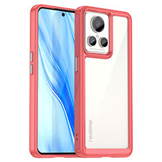 Coque Rebord Contour Silicone et Vitre Transparente Housse Etui J01S pour Realme GT2 Master Explorer Rouge