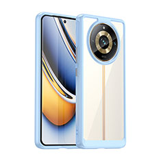 Coque Rebord Contour Silicone et Vitre Transparente Housse Etui J01S pour Realme Narzo 60 Pro 5G Bleu