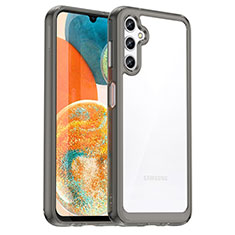 Coque Rebord Contour Silicone et Vitre Transparente Housse Etui J01S pour Samsung Galaxy A14 4G Gris