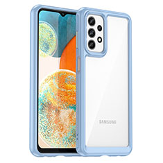 Coque Rebord Contour Silicone et Vitre Transparente Housse Etui J01S pour Samsung Galaxy A23 5G Bleu