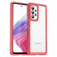 Coque Rebord Contour Silicone et Vitre Transparente Housse Etui J01S pour Samsung Galaxy A53 5G Rouge