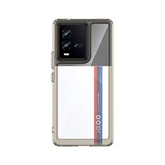 Coque Rebord Contour Silicone et Vitre Transparente Housse Etui J01S pour Vivo iQOO 9T 5G Gris