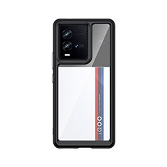 Coque Rebord Contour Silicone et Vitre Transparente Housse Etui J01S pour Vivo iQOO 9T 5G Noir